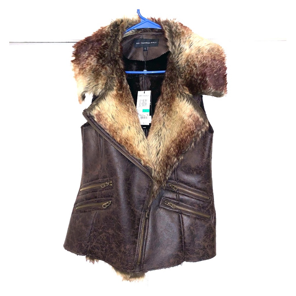 New! Faux leather and fur vest